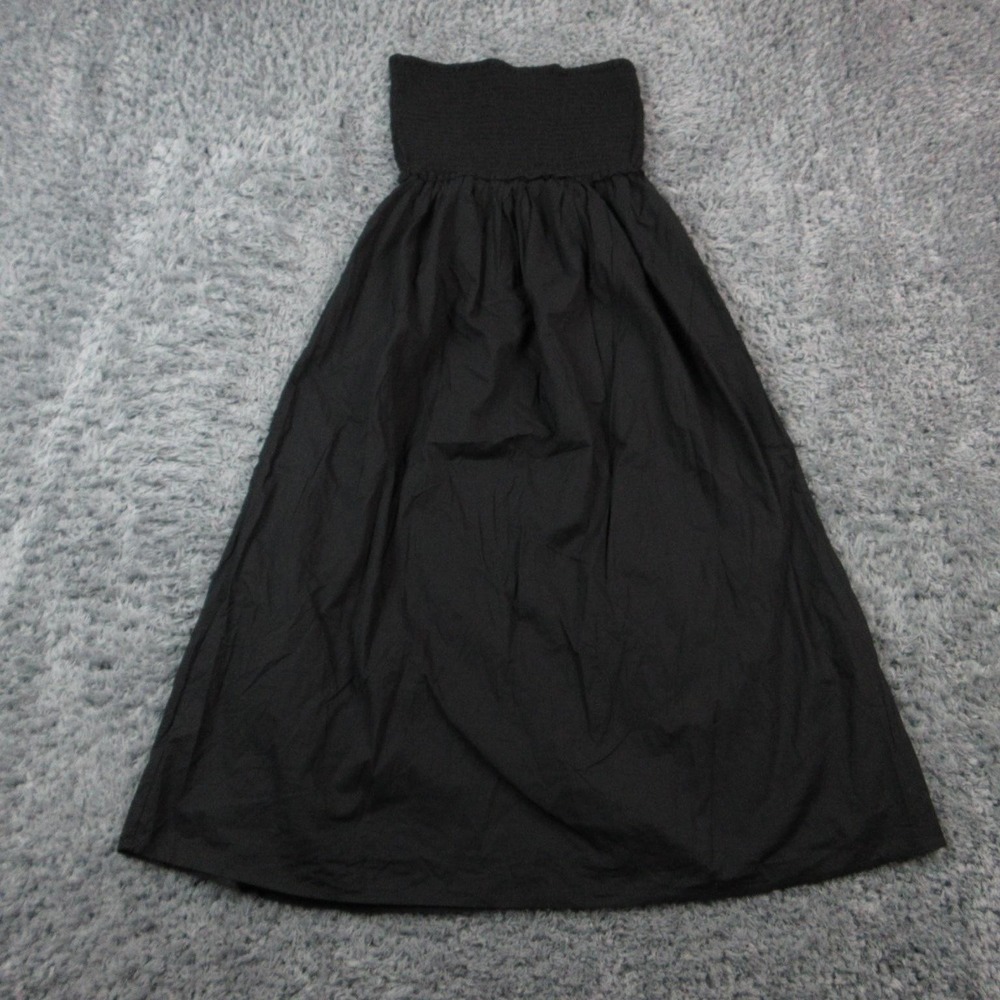 Only Dress Womens XL Black Maxi Smocked Strapless Tube Off Shoulder NWT